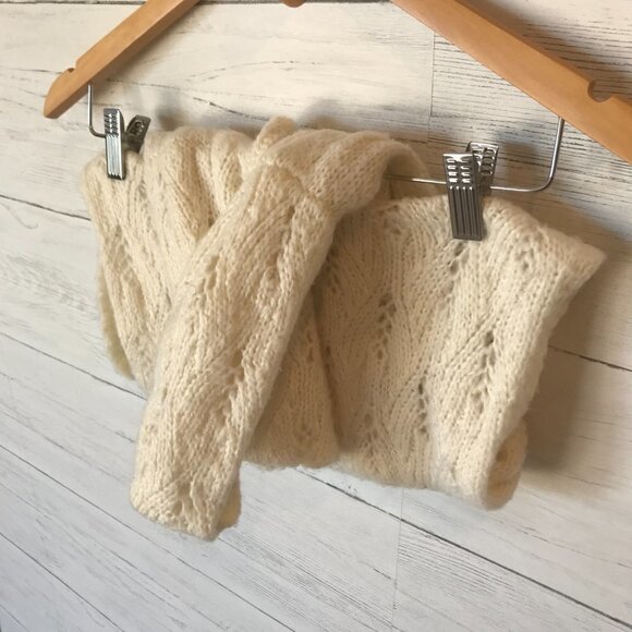 Crochet Scarf Womens One Size Ivory Knit Grandmacore Infinity Coastal Grandma - Picture 6 of 8